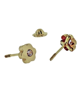 PENDIENTE FLOR ORO 1ªLEY 5.5MM ZIRCONITA