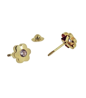 PENDIENTE FLOR ORO 1ªLEY 6.5MM ZIRCONITA