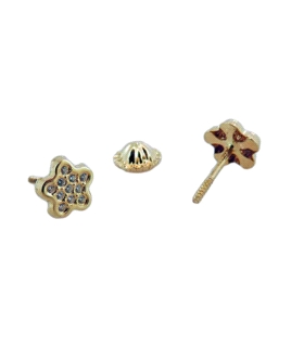 PENDIENTE FLOR ORO 1ª LEY 6 MM CIRCONITA