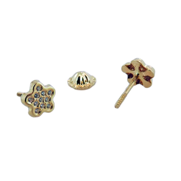 PENDIENTE FLOR ORO 1ª LEY 6 MM CIRCONITA