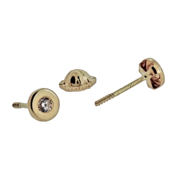 PENDIENTE CHATON ORO 18 KTES. 4 MM