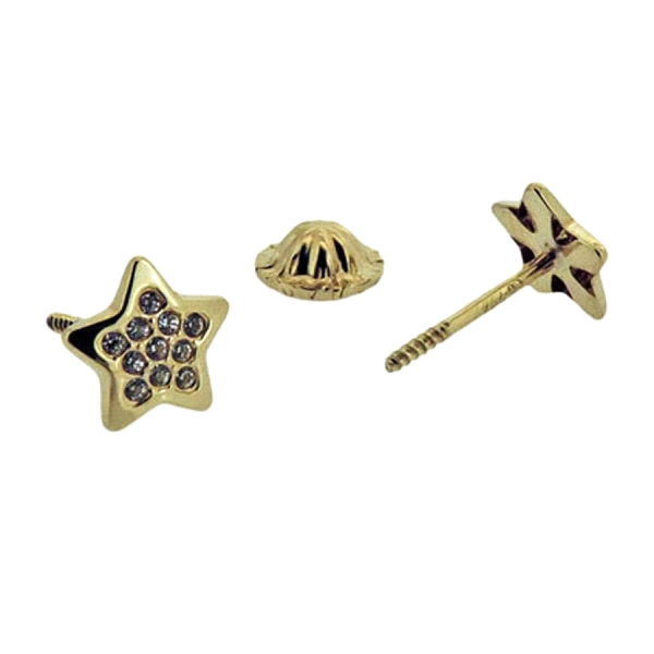 PENDIENTES ESTRELLA ORO PRIMERA LEY 6 MM