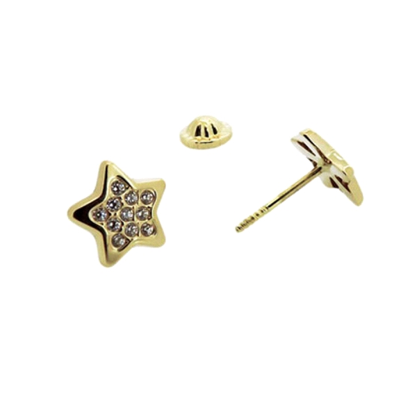 PENDIENTE ESTRELLA ORO 18 KTES, 7.50 MM.