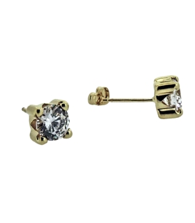 Pendiente unisex circonitas / Cuadrado 6.50 x 6.50 mm / Cierre presión