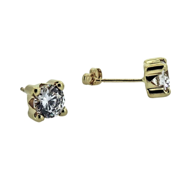 Pendiente unisex circonitas / Cuadrado 6.50 x 6.50 mm / Cierre presión
