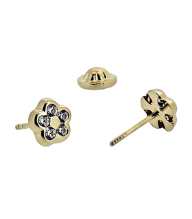 PENDIENTE FLOR ORO 1ª LEY ZIRCONITAS 5.5