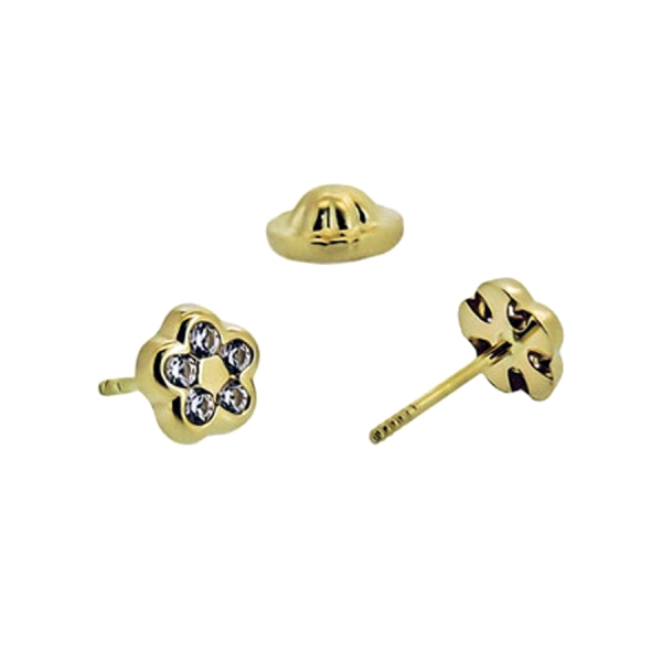 PENDIENTE FLOR ORO 18 KTES. 4,50 MM