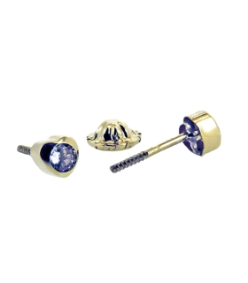 PENDIENTE CORAZON ORO 1ª LEY 3 MM ZIRCON