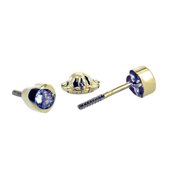 PENDIENTE CORAZON ORO 1ª LEY 3 MM ZIRCON