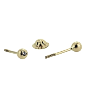PENDIENTE NIÑA UNISEX BOLA BRILLO ORO 18