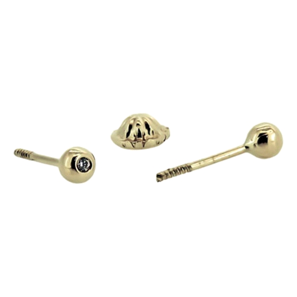PENDIENTE NIÑA UNISEX BOLA BRILLO ORO 18