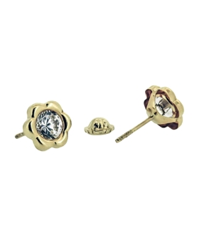 PENDIENTE FLOR ORO 1ª LEY 7,50 MM ZIRCON