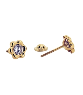 PENDIENTE FLOR ORO 1ª LEY 6 MM ZIRCONITA