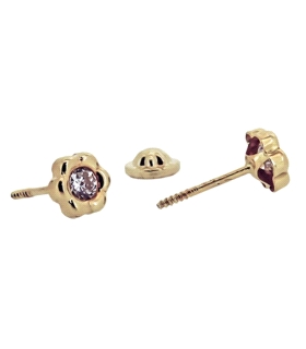 PENDIENTE FLOR ORO 1ª LEY 5 MM ZIRCONITA