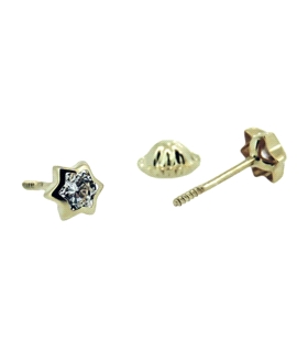 PENDIENTE ESTRELLA ORO 1ª LEY 5 MM ZIRCO