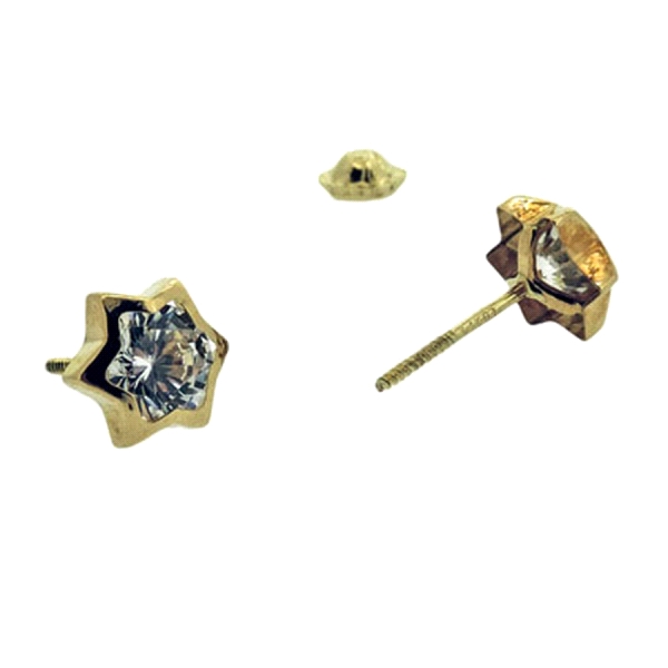 PENDIENTE ESTRELLA ZIRCONITA ORO 1 LEY