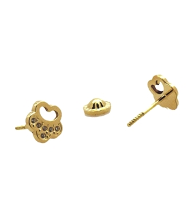 FLOR PENDIENTE ORO 1ª LEY ZIRCONITAS