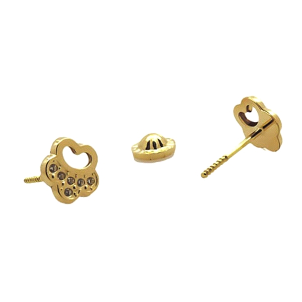FLOR PENDIENTE ORO 1ª LEY ZIRCONITAS