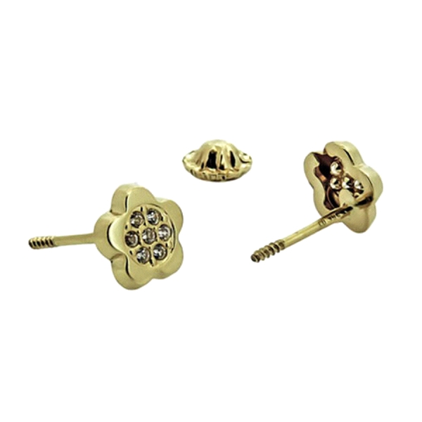 PENDIENTE NIÑA FLOR ORO 18 KTES. 6.30 MM