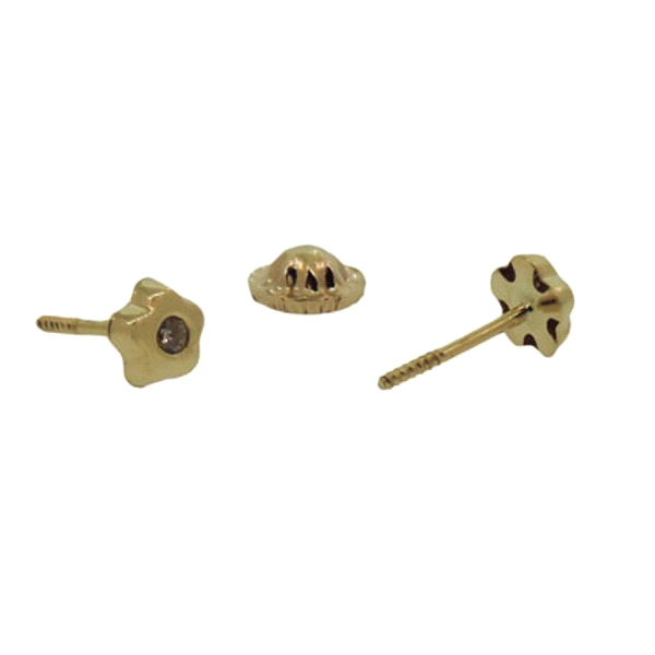 PENDIENTE BEBÉ FLOR ORO 18 KTES. 4.5 MM.