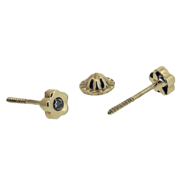 PENDIENTE FLOR NIÑA  ORO 18 KTES. 4 MM.