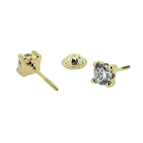 Pendiente unisex / niña circonitas / Cuadrado 4.50 x 4.50 mm / Cierre tuerca universal