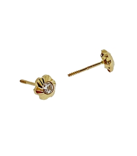 PENDIENTE FLOR ORO 1ª LEY 5 MM CIRCONIT.