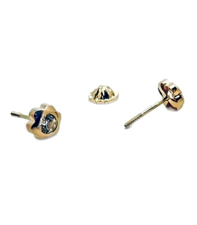 PENDIENTE FLOR ORO 1ª LEY 5 MM ZIRCONITA