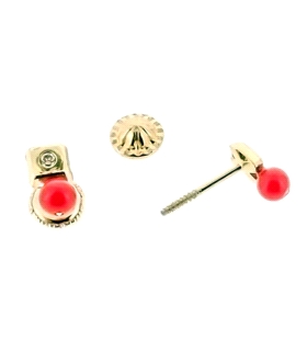 PENDIENTE CORAL ORO 1ª LEY 3.5X3.5 ZIRCO