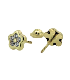 PENDIENTE FLOR CLASICO ORO 18 KTES. 6 MM
