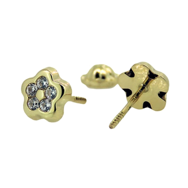 PENDIENTE FLOR CLASICO ORO 18 KTES. 6 MM