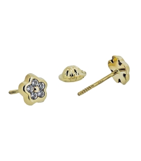 PENDIENTE FLOR CLASICO ORO 18 KTES. 5 MM