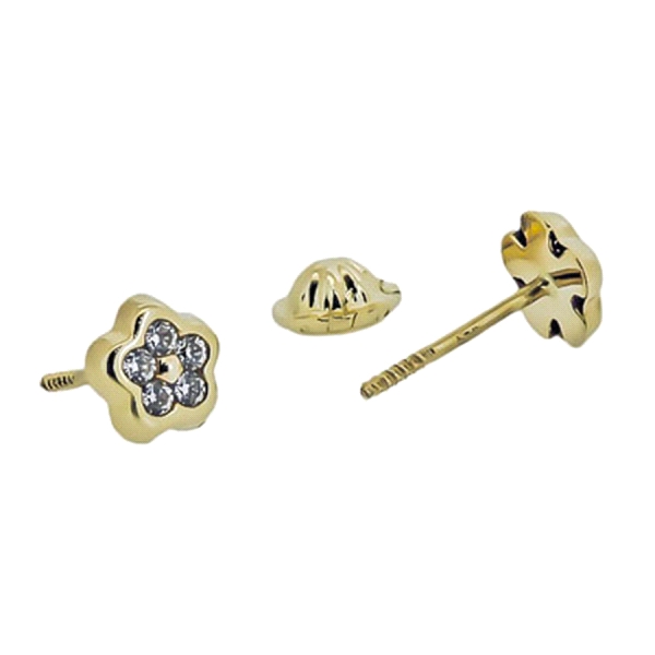 PENDIENTE FLOR CLASICO ORO 18 KTES. 5 MM