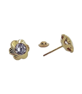 PENDIENTE FLOR ORO 1ª LEY 9 MM CIRCONITA