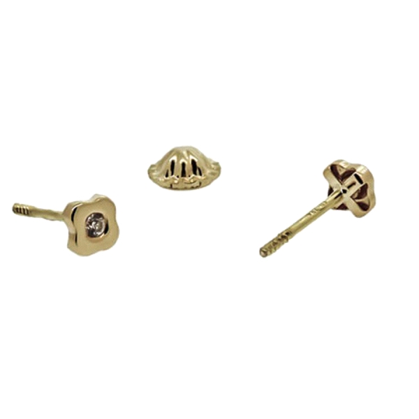PENDIENTE FLOR ORO 1ª LEY 3.5X3.5 MM ZIR