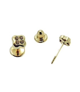 PENDIENTE FLOR ORO 1ª LEY 4 X 4 MM ZIRCO