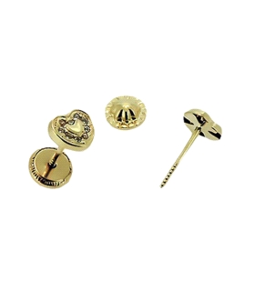 PENDIENTE CORAZON ORO 1ª LEY ZIRCONITAS