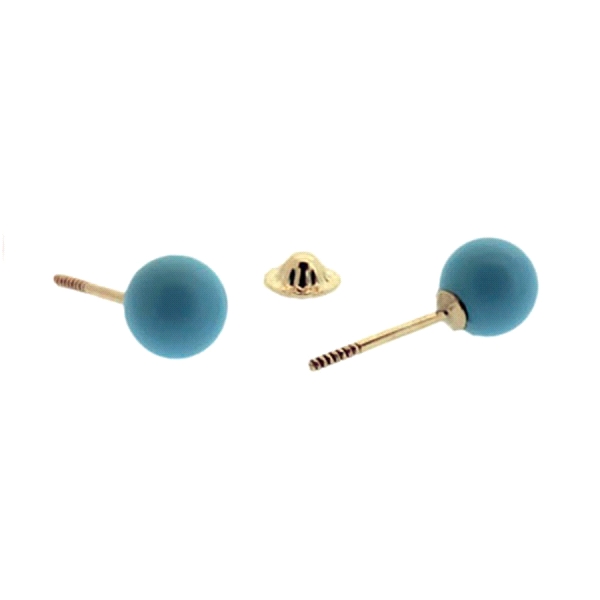 PENDIENTE TURQUESA ORO 1ª LEY 6 MM SINT.