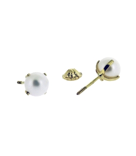 PENDIENTE PERLA ORO 18 KTES. GARRAS 6 MM