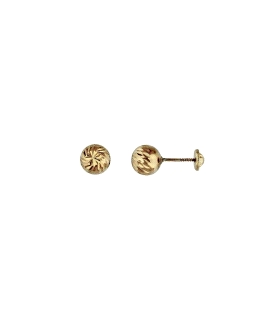PENDIENTE BOLA TALLADA ORO 18 KTES.3 MM