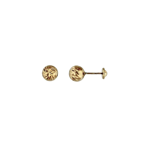 PENDIENTE BOLA TALLADA ORO 18 KTES.3 MM