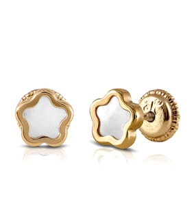 PENDIENTE FLOR NACAR ORO 18 KTES. 5,50 M