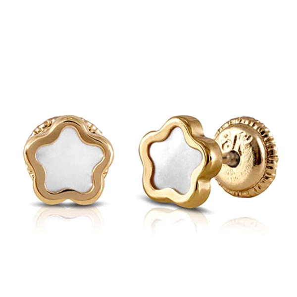 PENDIENTE FLOR NACAR ORO 18 KTES. 5,50 M