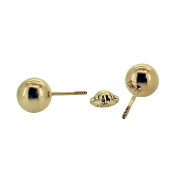 PENDIENTE BOLA ORO 18 KTES. BRILLO 6 MM