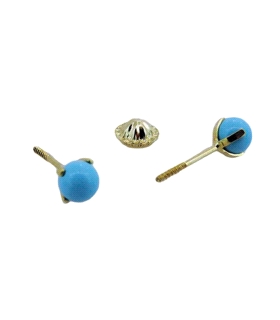 PENDIENTE TURQUESA ORO 1ª LEY 4 MM 4 GAR