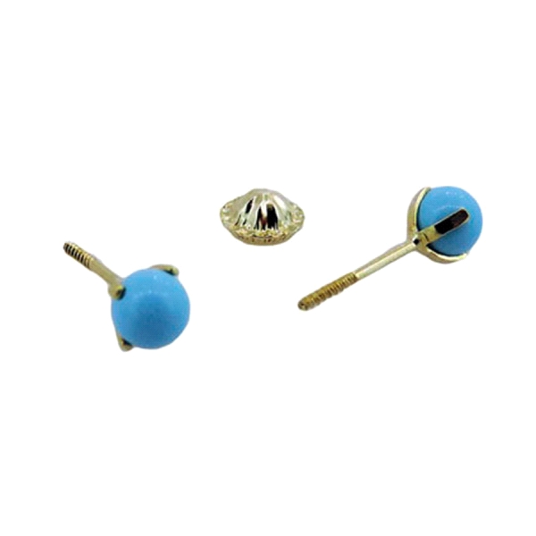 PENDIENTE TURQUESA ORO 1ª LEY 4 MM 4 GAR