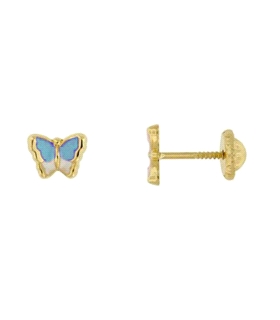 PENDIENTE MARIPOSA ORO 1ª LEY ESMALTE