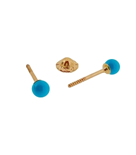 PENDIENTE TURQUESA ORO 1ª LEY 3 MM DIAME