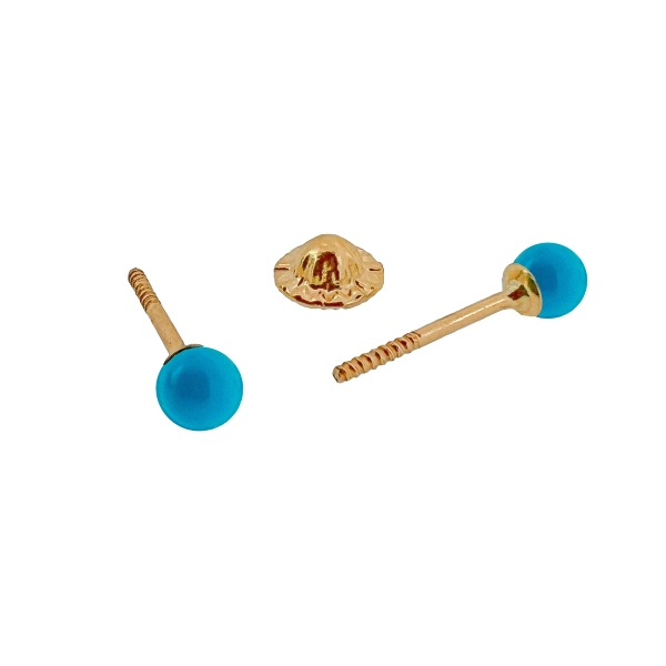 PENDIENTE TURQUESA ORO 1ª LEY 3 MM DIAME