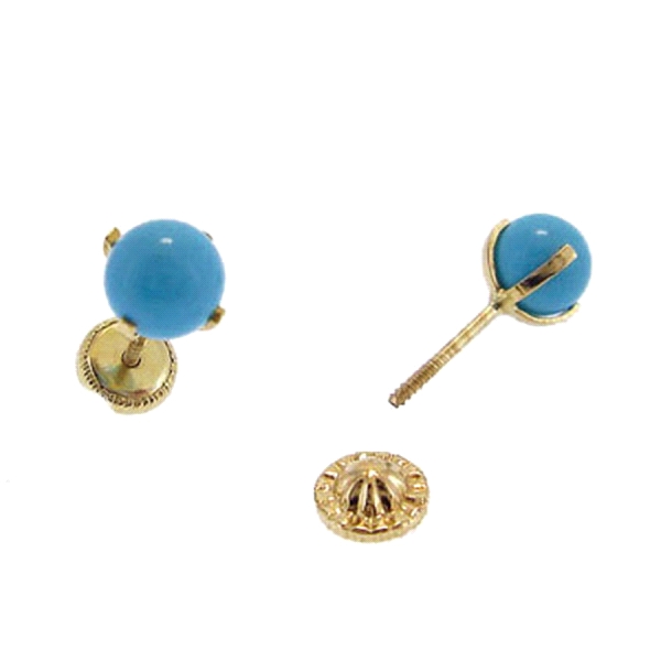 PENDIENTE TURQUESA ORO 1ª LEY 5 MM 4 GAR
